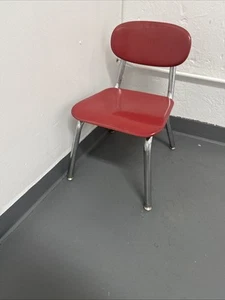 MCM Vintage Melsur Molded Melamine and Chrome Grade School Red Chair - Picture 1 of 9