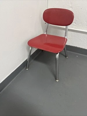 MCM Vintage Melsur Molded Melamine and Chrome Grade School Red Chair - Image 1 of 4