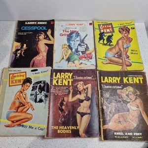 Larry Kent x6 Bundle Lot “I Hate Crime!” Cleveland Vintage Novel Pin Up Covers - Bild 1 von 22