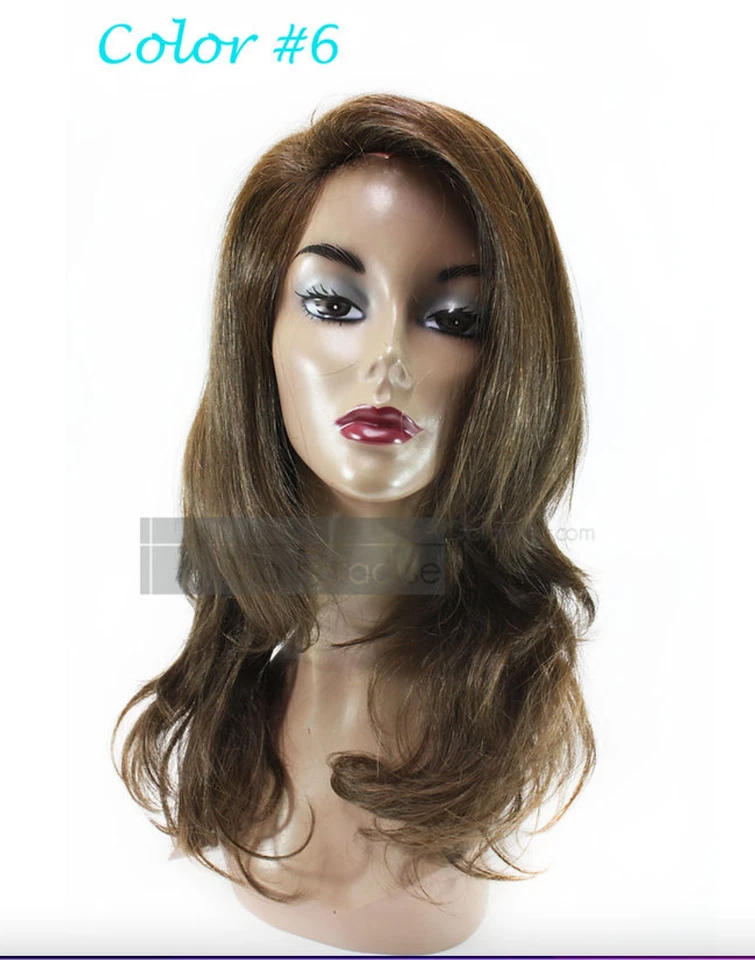West Bay Sepia 100% Human Hair Layered Straight with Skin Top Leslie Wig - Image 1 of 1