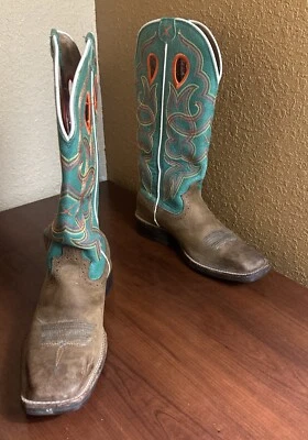 TWISTED X коричневый кожаный Western короткие ботинки женщин 6,5 B WRS0004 зеленый оранжевый - Изображение 1 из 4