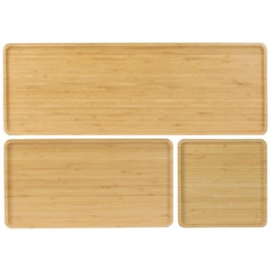 Rectangular Nested Bamboo Serving Trays - Vertical Grain Carbonized Brown - Picture 1 of 6