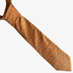 Corbata de seda naranja con estampado geométrico de elefante Brooks Brothers Makers de colección años 90 - Imagen 1 de 4