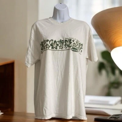 Women Hanes White Short Sleeve Cotton Pullover Logo Design T-Shirt Sz L - Image 1 of 4