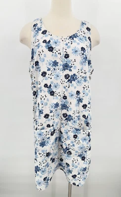 Marsh Landing Womens 100% Cottong Blue Floral Overall Dress Size Medium Cottage - Image 1 of 4