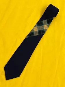 Authentische YOHJI YAMAMOTO kariertes gestreiftes Design auf marineblauer Krawatte aus 100 % Seide - Bild 1 von 14