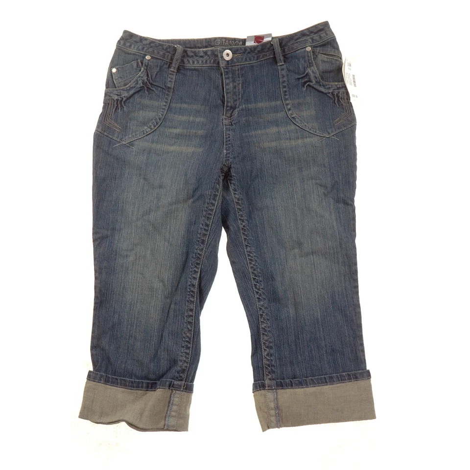 Gitano Capri Jeans Womens Plus 16W Cuffed Medium Blue Denim - Image 1 of 4