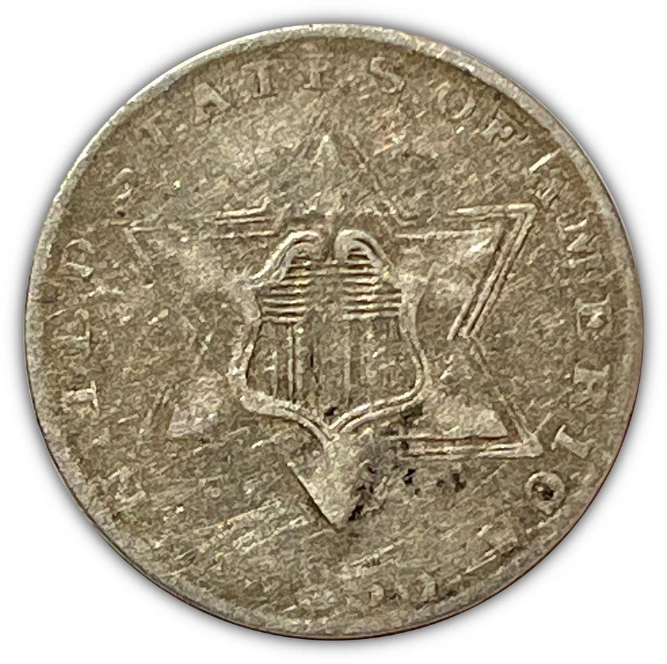 1856 Three Cent Silver Trime Extremely Fine XF Coin, Details #1136 - Image 1 of 2