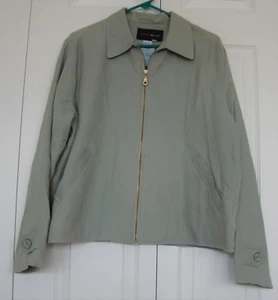 GREEN HARRIS/WALLACE LIGHTWEIGHT SILK BLEND ZIP CAREER JACKET, SZ 12 (NWT) - Picture 1 of 5