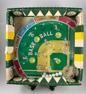 Vintage 1964 Marx Baseball Pinball Bagatelle Game In Box Working Used