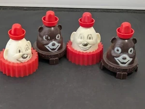 Vintage Bosco The Clown and BEAR Sirup Deckel nur 4er Set - Bild 1 von 9