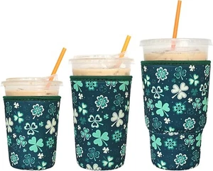 3 Pack Reusable Iced Coffee Cup Insulator Sleeve for Cold Beverages and Neoprene - Picture 1 of 13