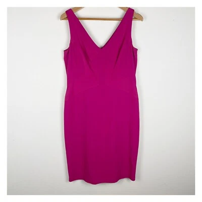 David Meister розовый оболочка обтяжку коктейльное платье V шеи без рукавов размер 8 Barbie - Изображение 1 из 4