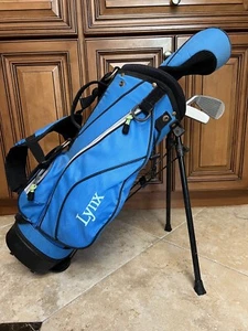 Lynx LX Jr Blue Kids Junior 3 Pc Golf Club Set Youth Right Hand w/ Stand Bag - Picture 1 of 13
