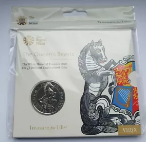 2020 Royal Mint UK The Queen's Beasts - Cavallo bianco di Hannover confezione da £5 monete - Foto 1 di 3