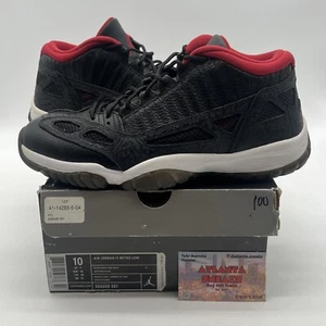 Size 10 - Air Jordan 11 Retro IE 2011 Low Black Charcoal Red Leather 306008-001 - Picture 1 of 9