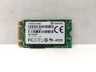 64GB Transcend M.2 NGFF 2242 42mm SATA III 6Gbps SSD MTS400 MLC Flash 560MB/sec - Image 1 of 2