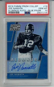 Panini Prizm College DP Blue Prizm Joe Namath 2016 automático Alabama PSA 10 Low Pop - Imagen 1 de 2