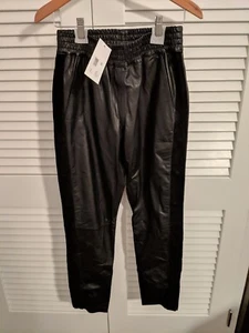 OAK BREAKAWAY SNAP BLACK LEATHER SWEATPANTS SIZE XS NWT $478 - Picture 1 of 8