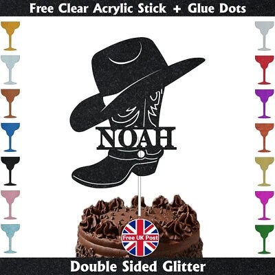 Personalised Cowboy Cake Topper Cowboy Hat Shoes Western Birthday Party Decor - Image 1 of 2