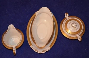 VINTAGE Syracuse Old Ivory Bracelet Gravy Boat, Creamer & Covered Sugar - Picture 1 of 4