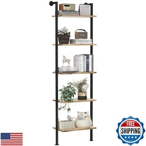 5-Tier Bookshelf Solid Wood Ladder Shelf, Narrow Book shelf Display Shelf, Wo - Picture 1 of 5