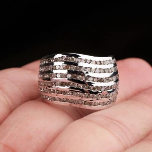 2.4 CT Diamond Ring Multi Row Anniversary Band ring 925 Silver Wedding Dome band - Picture 1 of 10