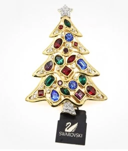 Vtg Swarovski Multicolor Crystal Rare Limited Edition Christmas Tree Brooch - Picture 1 of 3