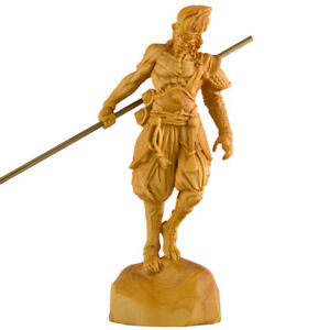 Figurine neuve 16 cm sculpture sur bois grande feuille buis statue soleil Wukong Chine cadeau