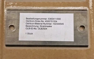 Oerlikon 102344545 Doppelklinge aus Wolfram Strahlmaske 105 X 50 X 3mm - Bild 1 von 5