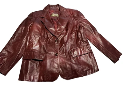 Chaqueta de cuero vintage borgoña/marrón Montgomery Ward The Tannery Foto 1 de 4