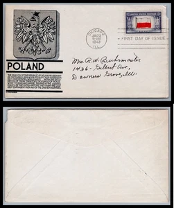 US FDC # 909 5c Overrun Nations Poland Anderson S.Cancel 1943, 0a1901 - Picture 1 of 1