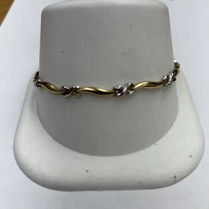 10k Multitone Gold X Bracelet 7” - Picture 1 of 8