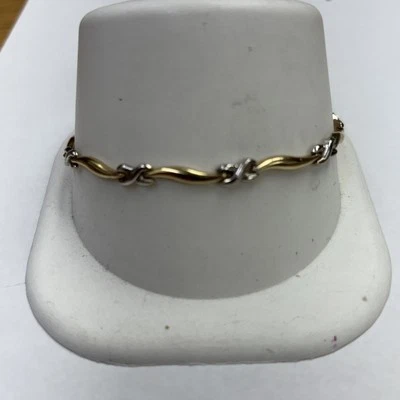10k Multitone Gold X Bracelet 7” - Image 1 of 4