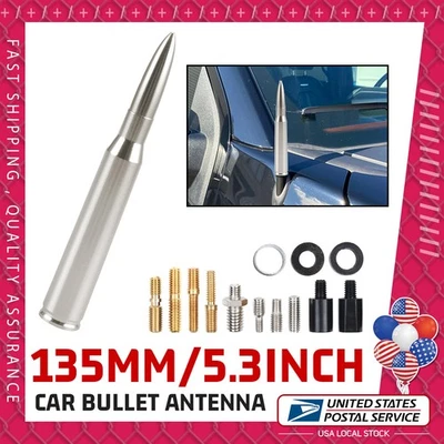 Gun Metal Silver Bullet Antenna for Ford F-250/350/450 Super Duty Truck-50 Cal - Imagem 1 de 4