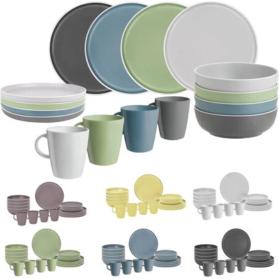 BRUNNER Melamin Geschirr Set Lunch Box Dolomit Stone Touch Camping Teller 16tlg - Bild 1 von 4