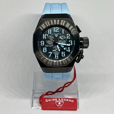 Men's Swiss Legend Trimix Diver Chronograph Lume 46mm Watch For parts or Repair - image 1 of 4