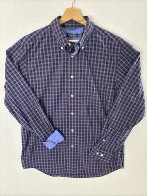 Nautica Shirt Men's XL Collared Plaid Long Sleeve Flip Cuff Button Up  - Image 1 of 4