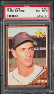 1962 Topps BB Card #333 Frank Cipriani Kansas City Athletics ROOKIE RC PSA 8 - Picture 1 of 2