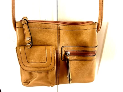 Tignatello pebbled leather shoulder crossbody bag purse organizer Yellow Mustard - Image 1 of 4