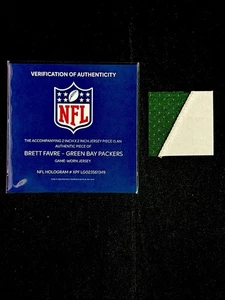 Parche de camiseta Brett Favre usado en juegos 2x2 pulgadas certificado por la NFL Green Bay Packers - Imagen 1 de 2