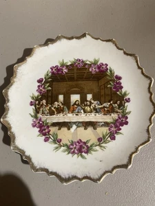 Plato de pared de porcelana de 8" La Última Cena Jesús Discípulos vintage años 60 - Imagen 1 de 2