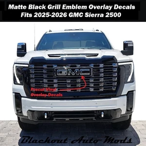 2024-2026 GMC Sierra 2500 Matte Black Emblem Blackout Overlay Decals - Set of 2 - Picture 1 of 2