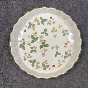 Wedgwood Wild Fragola Quiche Crostata Scanalata Teglia da Forno 7,5” Cerchio Oro Inghilterra - Foto 1 di 6