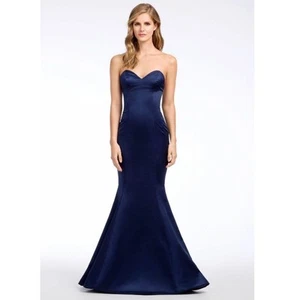 Hayley Paige Satin Strapless Mermaid Gown 4 - Picture 1 of 10