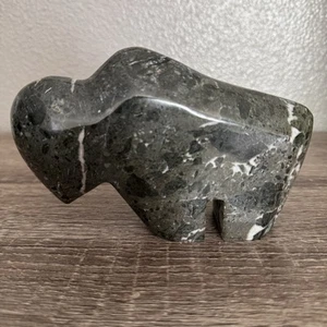 Grande bisonte bufalo pietra lucida intagliata vintage fetish decorazione sud-ovest - Foto 1 di 9