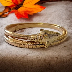 Vintage Schlangenkette Gürtel Muschelgürtel goldfarben Disco 80er Muschel dehnbar Hippie - Bild 1 von 24