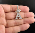 1.20Ct Real Moissanite Crown Initial Letter "A" Pendant 14K Yellow Gold Plated