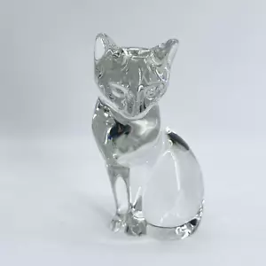 VINTAGE MCM KRISTALLGLAS SITZENDE SIAMESISCHE KATZENFIGUR-ART DECO-SELTEN-HTF - Bild 1 von 10