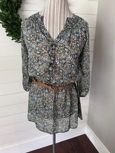 Mossimo Supply Co. Women's Floral 3/4th Sleeves Belted Top Sz M NWT's (D2) - Picture 1 of 10